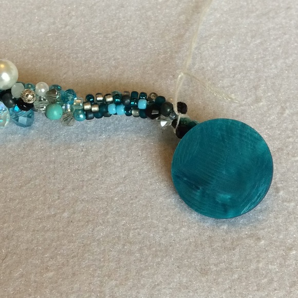 FINAL SALE PRICE CL Designs Crocheted Bracelet in Blue/Black/White - Picture 4 of 5